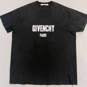 GIVENCHY デストロイロゴTシャツ ダメージ加工 ロゴ 半袖 Tシャツ 黒