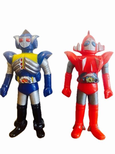 希少 当時物 ポピー ソフビフィギュア 宇宙鉄人キョーダイン スカイゼル グランゼル 約135mm 2点セット 中古品