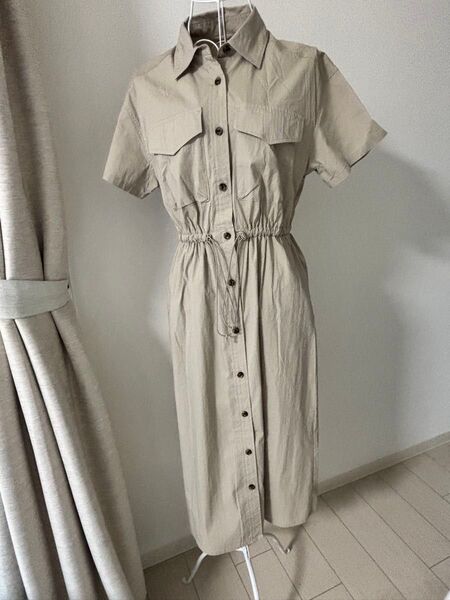 GU ジーユー シャツワンピース 半袖 ベージュ