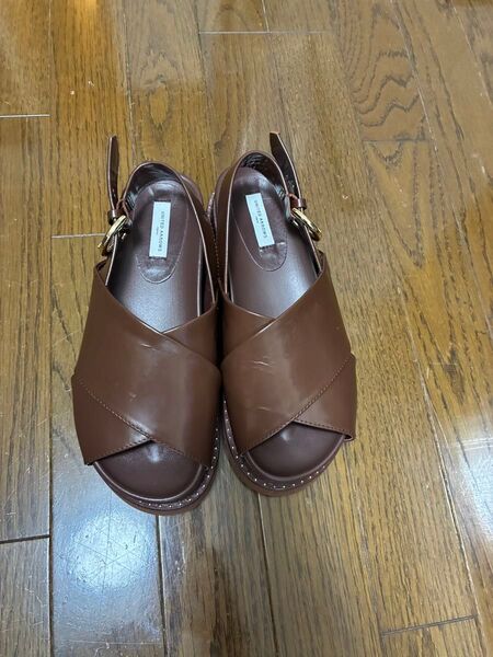 UNITED ARROWS ユナイテッドアローズ 8475 クロスバックベルト レザー 厚底サンダル サイズ36 美品