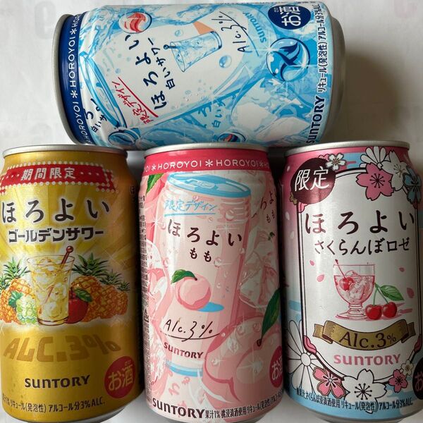 SUNTORY ほろよい 白いサワー もも さくらんぼロゼ ゴールデンサワー 4本350ml缶 期間限定