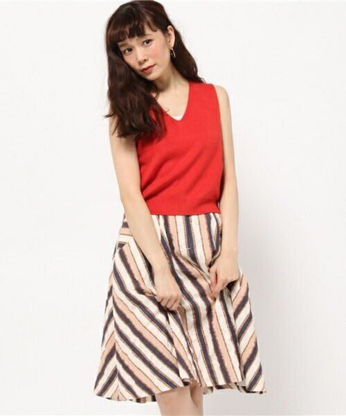 Lily Brown ニット×布帛スカートコンビ