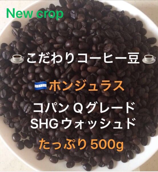 こだわりコーヒー豆 ホンジュラス コパン SHG たっぷり500g 中深煎り 自家焙煎 Qグレード ウォッシュド ニュークロップ