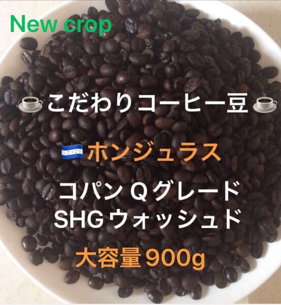 大容量900g こだわりコーヒー豆 ホンジュラス コパン SHG 中深煎り 自家焙煎珈琲 Qグレード ウォッシュド ニュークロップ