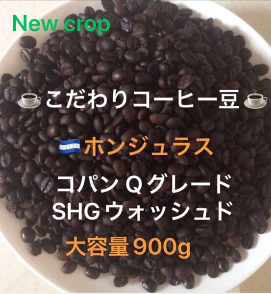 大容量900g こだわりコーヒー豆 ホンジュラス コパン SHG 中深煎り 自家焙煎珈琲 Qグレード ウォッシュド ニュークロップ
