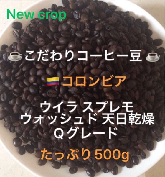 こだわりコーヒー豆 コロンビア ウイラスプレモ Qグレード たっぷり500g 中深煎り 自家焙煎珈琲 ウォッシュド ニュークロップ