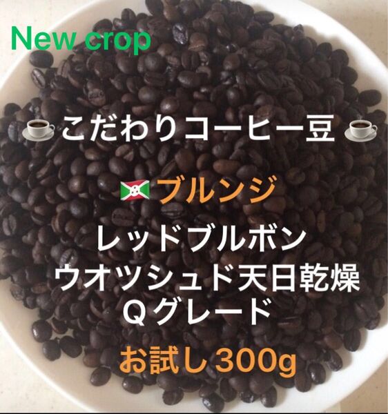 こだわりコーヒー豆 ブルンジ レッドブルボン お試し300g 中深煎り 自家焙煎珈琲 Qグレード