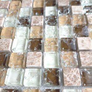 モザイクタイル ガラスタイル おしゃれな茶色ミックス 1シート