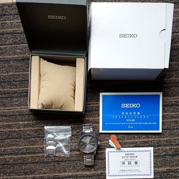 SEIKO セイコー V158-0AM0 黒文字盤 ソーラー デイデイト メンズ腕時計