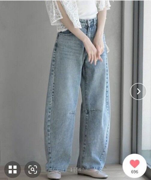 デニムバレルレッグパンツ