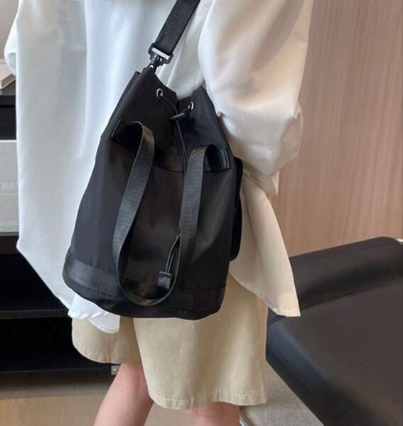 新品 未使用 2way ショルダー バッグ ブラック 黒 ハンドバッグ ナイロン