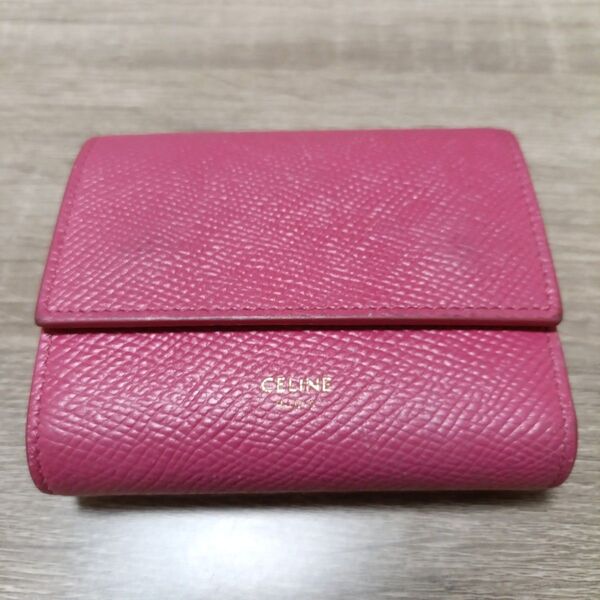 CELINE セリーヌ 三つ折り財布 ピンク レザー