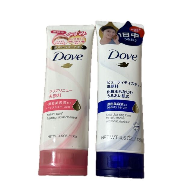 Doveクリアーニュー洗顔料130g、ビューティーモイスチャー洗顔料130g