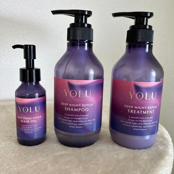 YOLU ディープナイトリペア シャンプー トリートメント ヘアオイル 3点セット モクテル ベルモットカシスの香り 数回使用