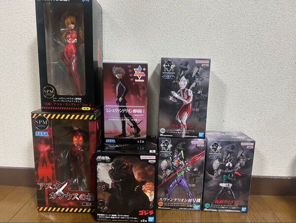 フィギュア7点まとめ売り!ゴジラ ウルトラマン、エヴァンゲリオン、仮面ライダー