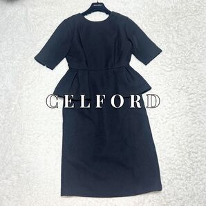美品 CELFORD セルフォード ドレスラボペプラムタイトワンピース 半袖 ドレス ブラック フォーマル 定価2.6
