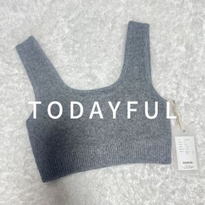 新品未使用タグ付 TODAYFUL トゥデイフル Raccoon Knit Bustier ビスチェ グレー