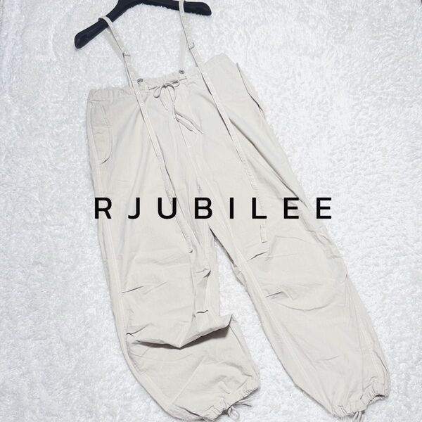 R JUBILEE アール ジュビリー ミリタリーオーバーオール ワイドパンツ オールインワン サロペット ホワイト