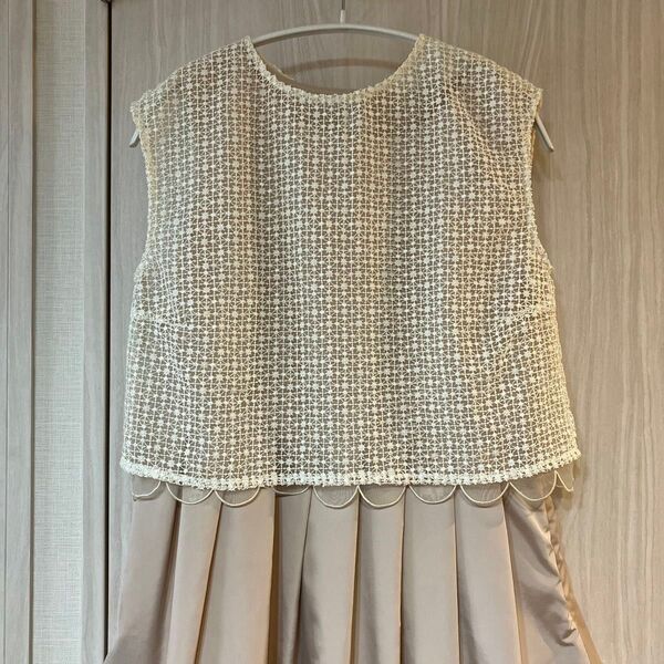 【chambre de charme】レースベスト付ノースリーブワンピース オケージョンドレス