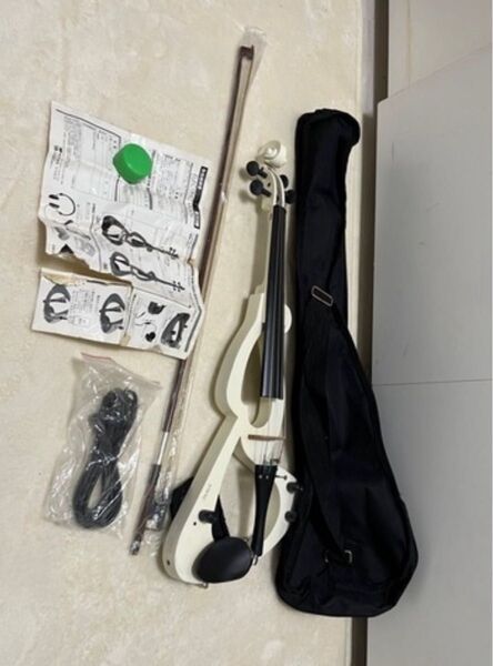 白い 電子バイオリン エレクトリック 中古 サイレントバイオリン 弦楽器