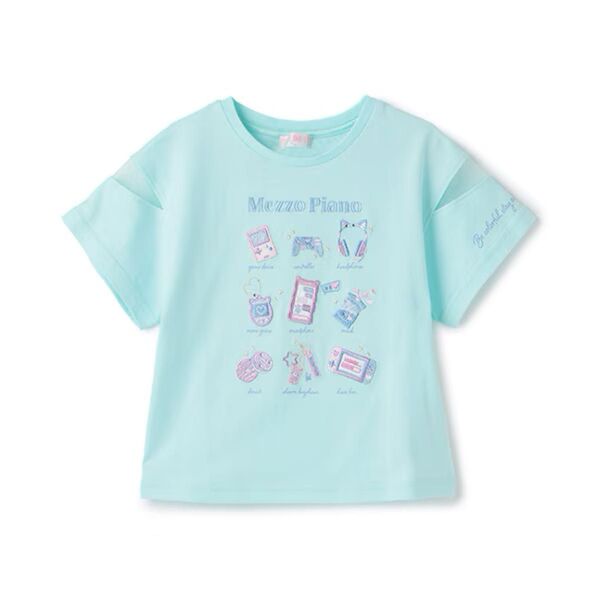 メゾピアノ新品新作タグ付きゲームアイコン 半袖Tシャツ130