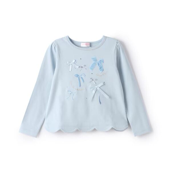 メゾピアノ新品新作タグ付きリボンイッパイ裾スカラップ長袖Tシャツ110