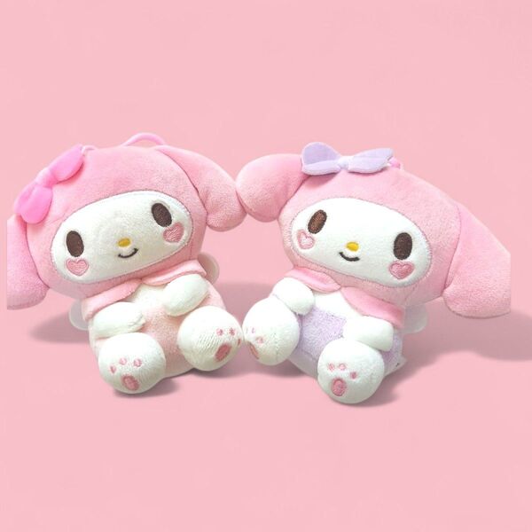 韓国 サンリオ 公式商品 天使 マイメロディ ぬいぐるみ キーホルダー 二種 セット ピンク