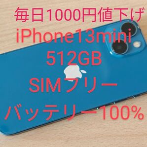 iPhone13mini 512GB バッテリー100% SIMフリー