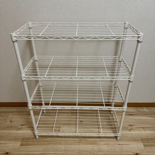 【美品】スチールラック メタルラック ホワイト 4段 幅広 65×30×80cm 収納棚 インテリア家具 収納 シェルフ 整理棚