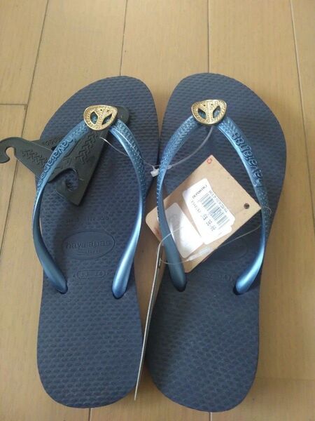 ハワイアナス ビーチサンダル 33-34 ネイビー 新品未使用