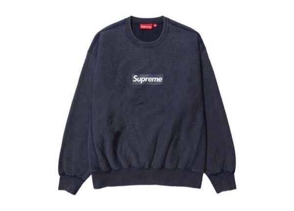 24fw Supreme Washed Box Logo Crewneck Navy 国内オンライン 新品