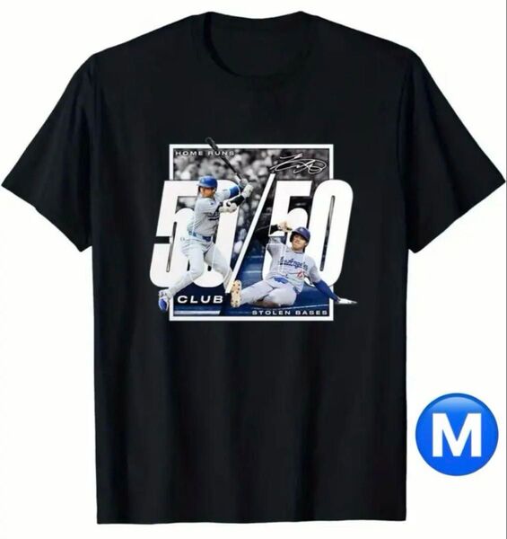 【新品/Mサイズ】大谷翔平 Tシャツ メンズ ドジャース 50/50クラブ 黒色