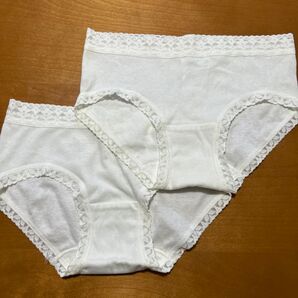 白のショーツ 2枚セット レディース 綿素材 レース