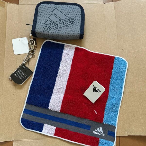 adidas タオル&財布 2個セット 新品未使用 マルチカラー