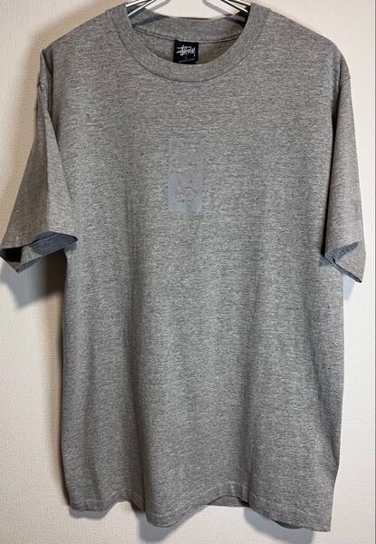 90s Stussy リフレクトプリント Tシャツ 紺タグ USA製 グレー