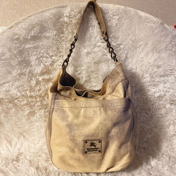 BURBERRY ブルーレーベルベージュ くすみ トートバッグ レザー 肩掛け ワンショルダーバッグ