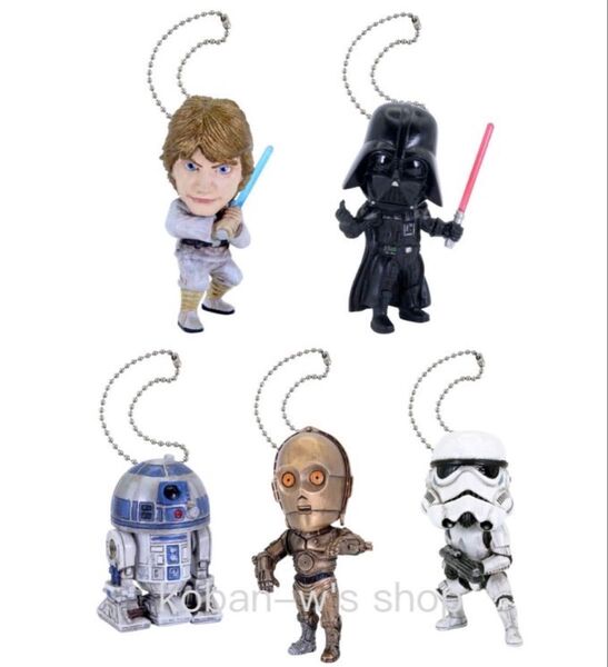 全5種 コンプリート スターウォーズ プラプラマスコット フィギュア ガチャ ダースベイダー R2-D2 C-3PO
