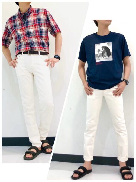 メンズ UNIQLO スリムフィット ジーンズ size28(71cm)ホワイト