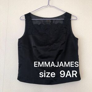 ブラウス ノースリーブ EMMAJAMES タンクトップ ブラック系 9AR レース 春夏秋 y185