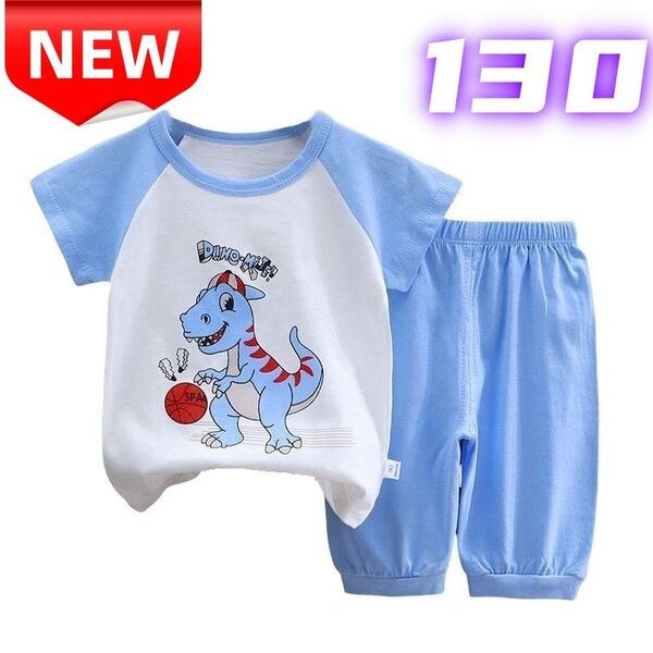 ★新品★キッズ 恐竜 パジャマ 上下セット 半袖 Tシャツ ハーフパンツ 130cm 男の子 夏服 ルームウェア ダイナソー