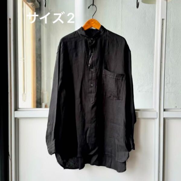 COMOLI 24SS リネンWクロスプルオーバーシャツ