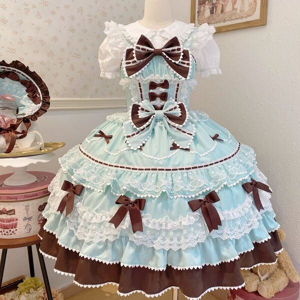 チョコミント色ロリータ ワンピース