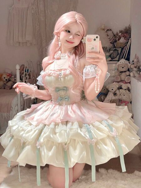 フリルワンピース ピンク ロリータ
