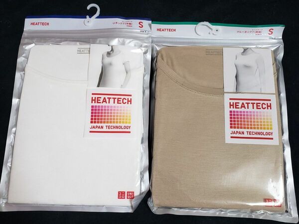 新品 ユニクロ ヒートテック UネックT 半袖 白 クルーネックT長袖 Sサイズ 2点セットレディース UNIQLO
