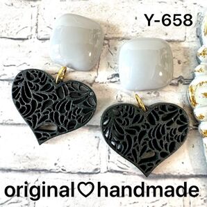 Y-658★ハンドメイドピアス★イヤリング★ウッドピアス★ハートピアス★