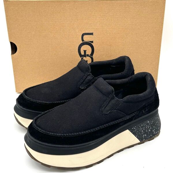 〈美品〉UGG アグ【24.5cm】マリーン スリッポン 厚底 スニーカー 黒