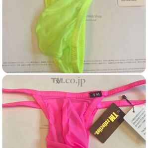 2点セット TM メンズTバック TB NINE 透け感快適フィット Clearskin メンズ下着 蛍光グリーン*蛍光ピンク