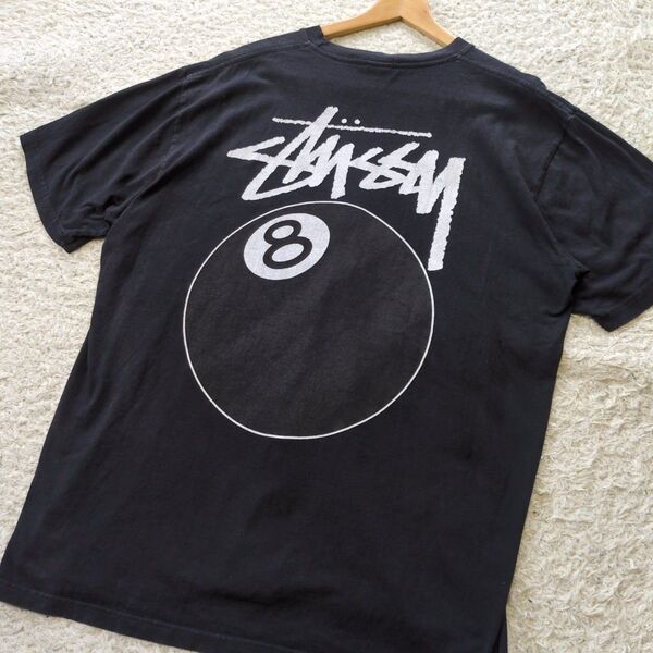 6-77【レア】USA製 STUSSY ステューシー8ボール Tシャツ 黒 大きめサイズ サイズXL