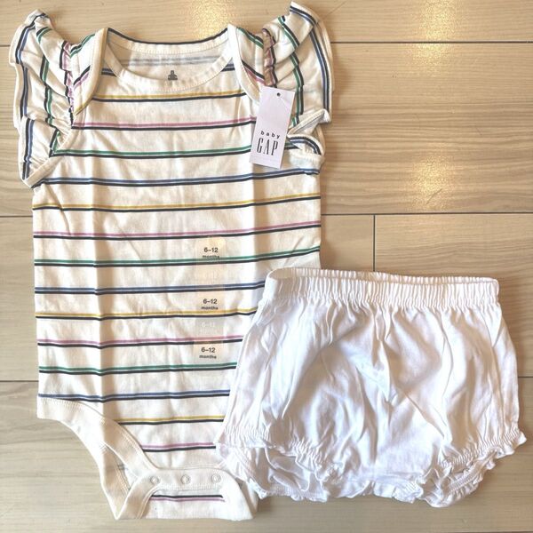 【新品】babygap H&M 肩フリルロンパース+ショートパンツ 70-80