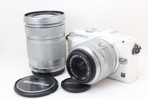 美品 スマホ転送 OLYMPUS PL6 ホワイトダブルレンズ フルセット